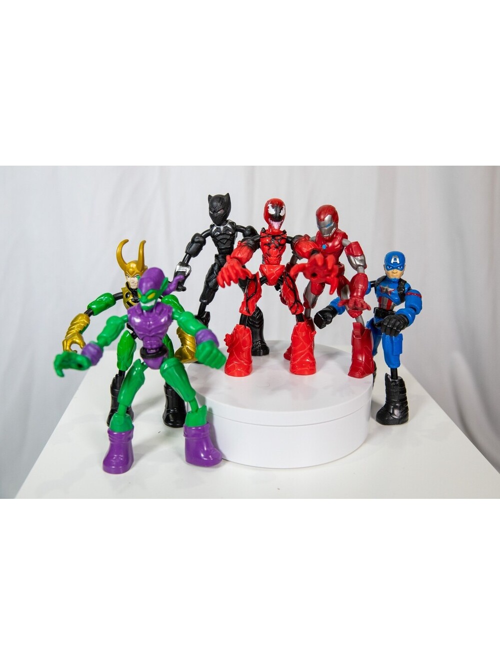 Marvel Bend and Flex Carnage, Green Goblin, Iron Man - 6 Action Figure Lot